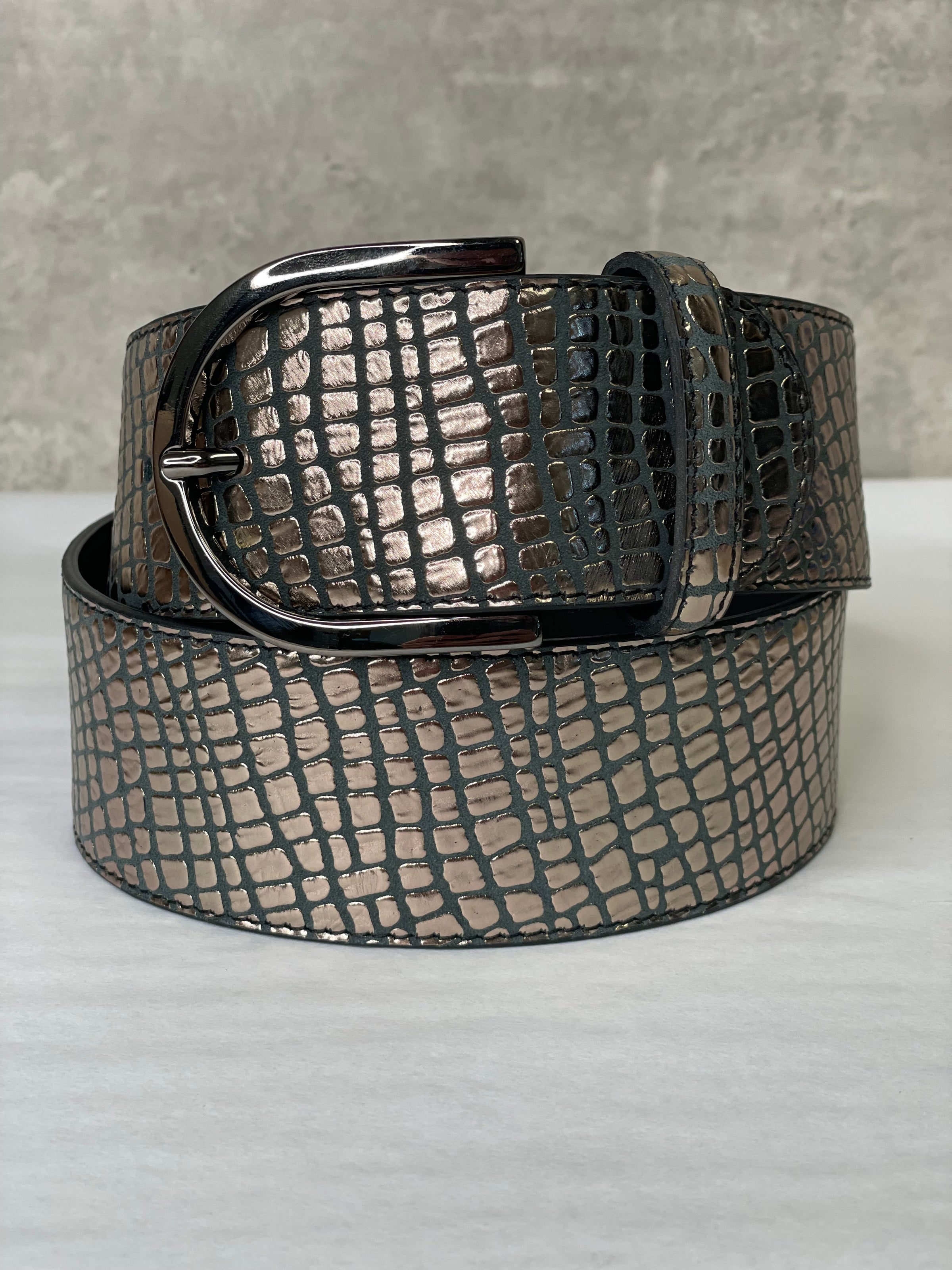 The Tailored Sportsman Tan Snake Print Leather Belt Genuine Rattle Snake Ranger Belt With Water Buffalo Billets  main image 3